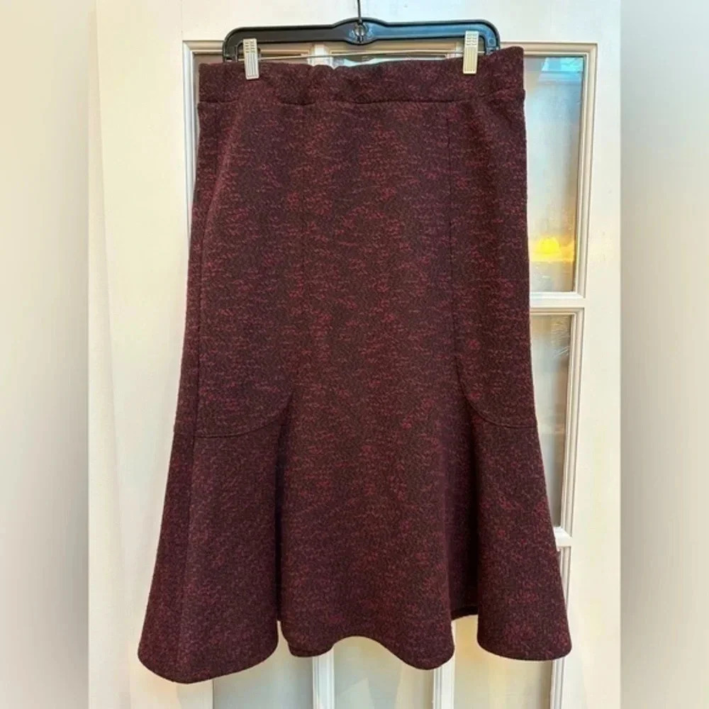 Vintage Lands’ End Y2K Black Pink Heavyweight Bell Flare Skirt Size S Retro
